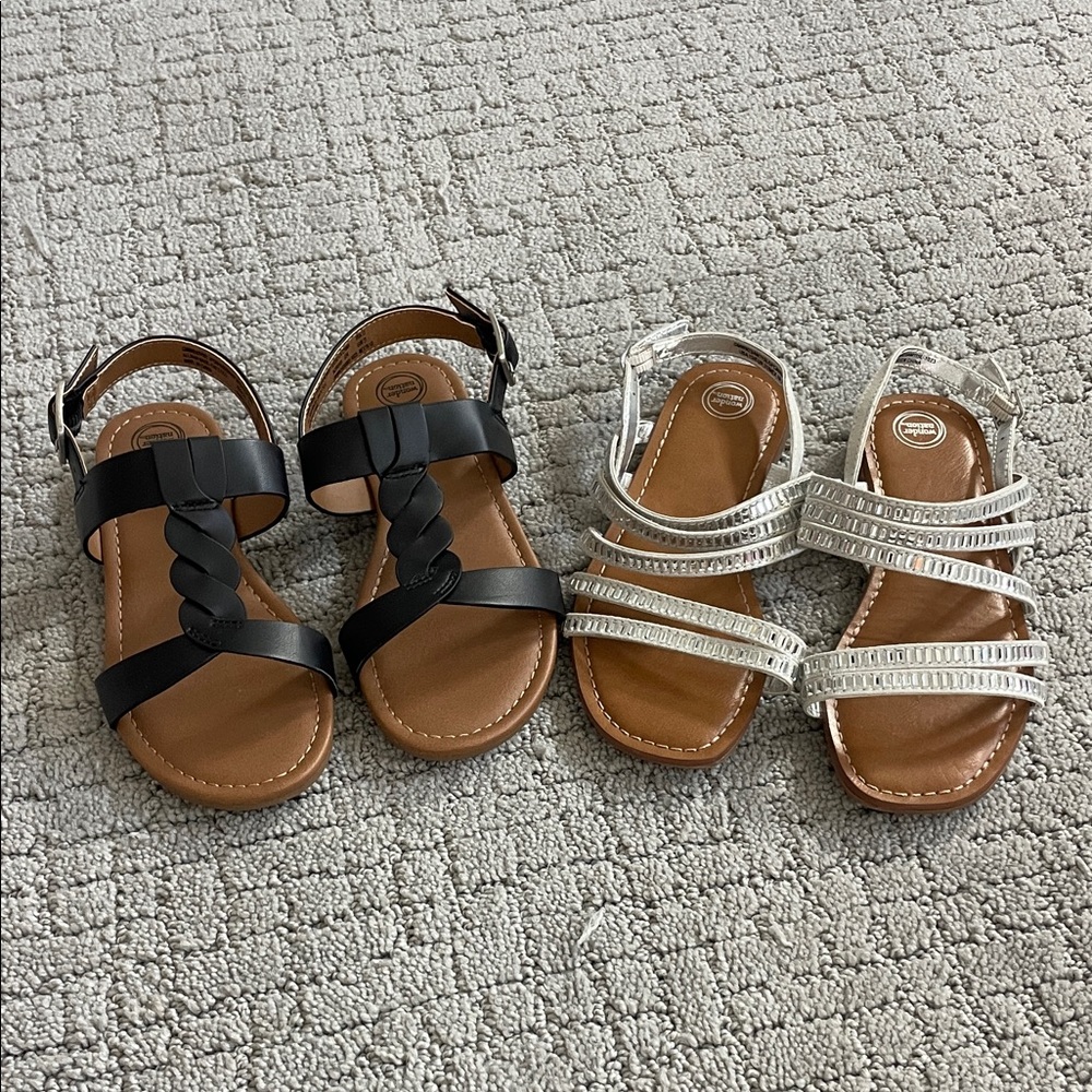 Wonder Nation Kids Sandals - Black and Silver
